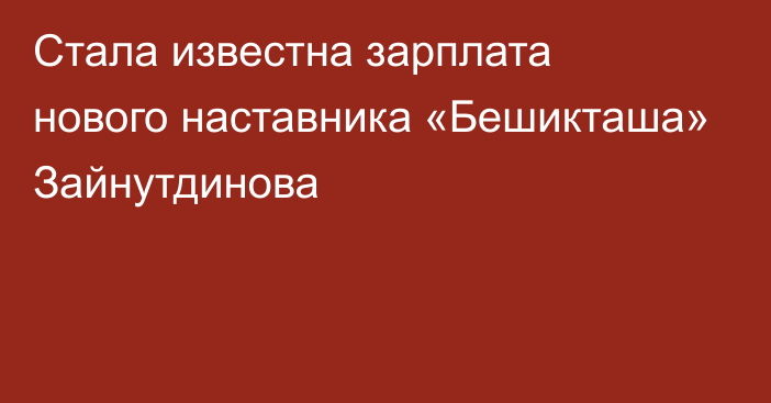 Стала известна зарплата нового наставника «Бешикташа» Зайнутдинова