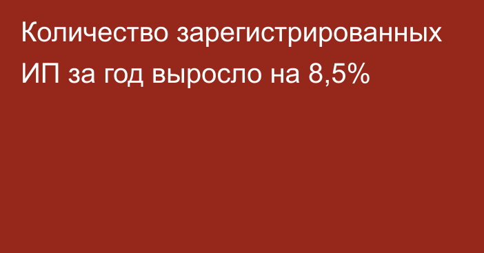 Количество зарегистрированных ИП за год выросло на 8,5%