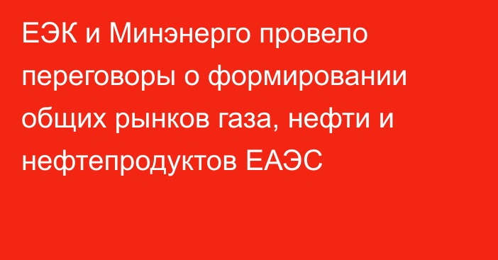 ЕЭК и Минэнерго провело переговоры о формировании общих рынков газа, нефти и нефтепродуктов ЕАЭС