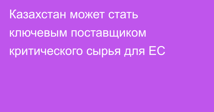 Казахстан может стать ключевым поставщиком критического сырья для ЕС