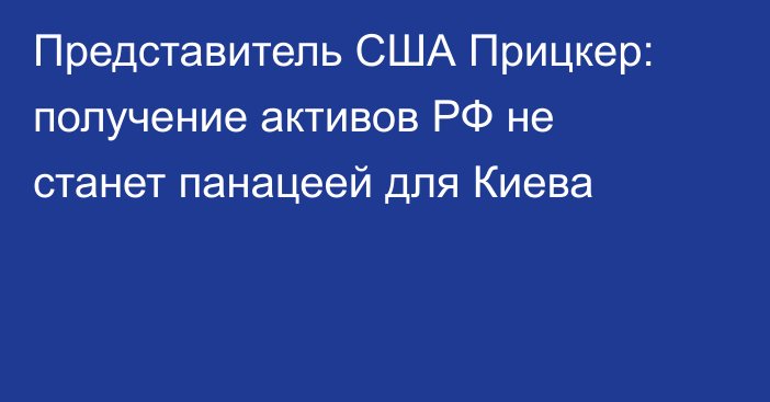 Представитель США Прицкер: получение активов РФ не станет панацеей для Киева