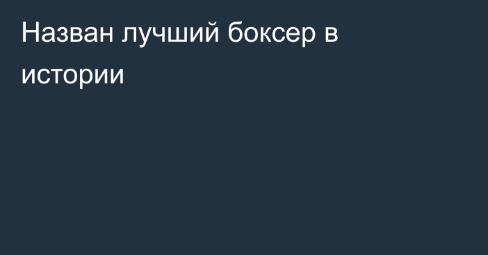 Назван лучший боксер в истории