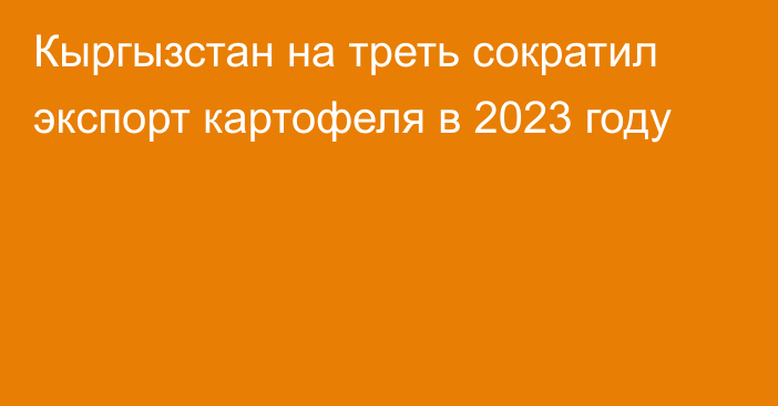 Кыргызстан на треть сократил экспорт картофеля в 2023 году