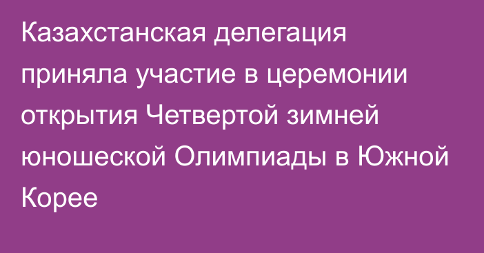 Казахстанская делегация приняла участие в церемонии открытия Четвертой зимней юношеской Олимпиады в Южной Корее