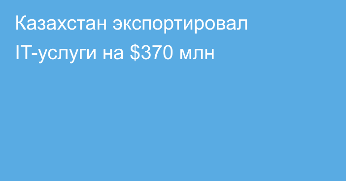 Казахстан экспортировал IT-услуги на $370 млн