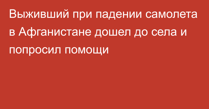 Выживший при падении самолета в Афганистане дошел до села и попросил помощи