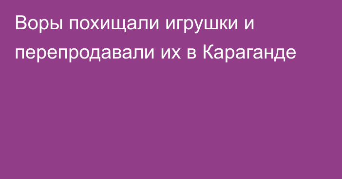 Воры похищали игрушки и перепродавали их в Караганде