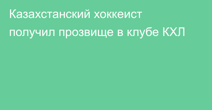 Казахстанский хоккеист получил прозвище в клубе КХЛ