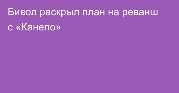 Бивол раскрыл план на реванш с «Канело»