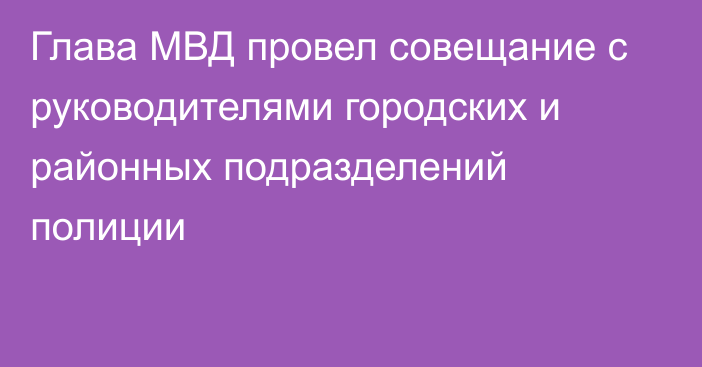 Глава МВД провел совещание с руководителями городских и районных подразделений полиции