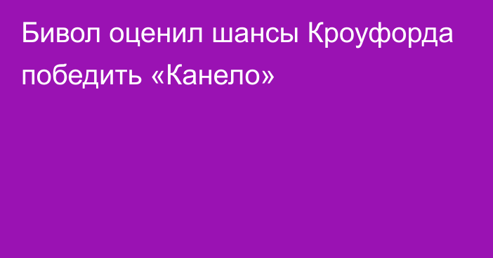 Бивол оценил шансы Кроуфорда победить «Канело»