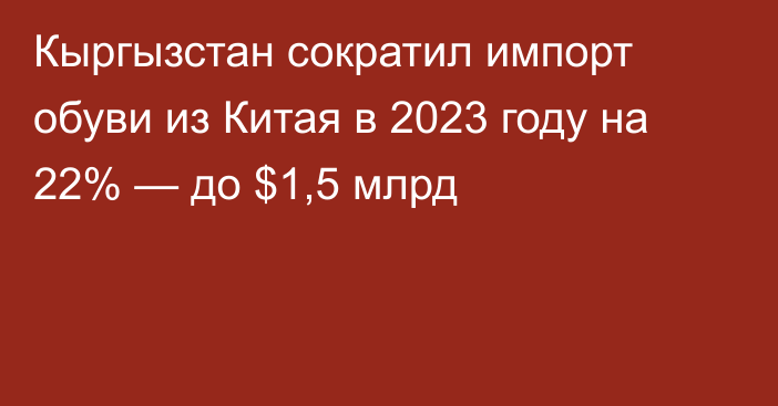 Кыргызстан сократил импорт обуви из Китая в 2023 году на 22% — до $1,5 млрд