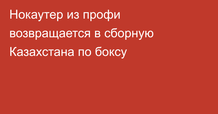 Нокаутер из профи возвращается в сборную Казахстана по боксу