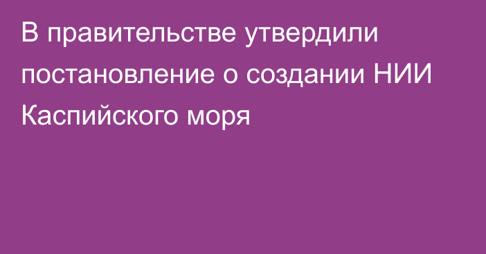 В правительстве утвердили постановление о создании НИИ Каспийского моря