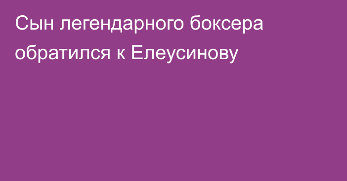 Сын легендарного боксера обратился к Елеусинову