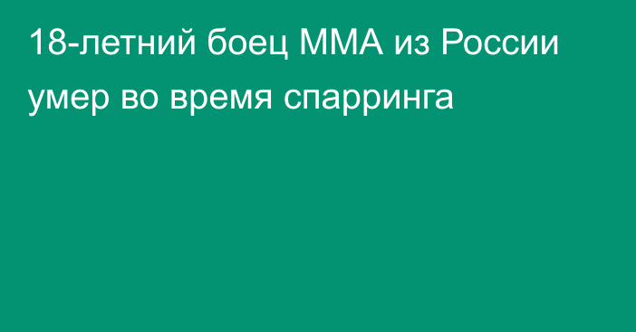 18-летний боец ММА из России умер во время спарринга