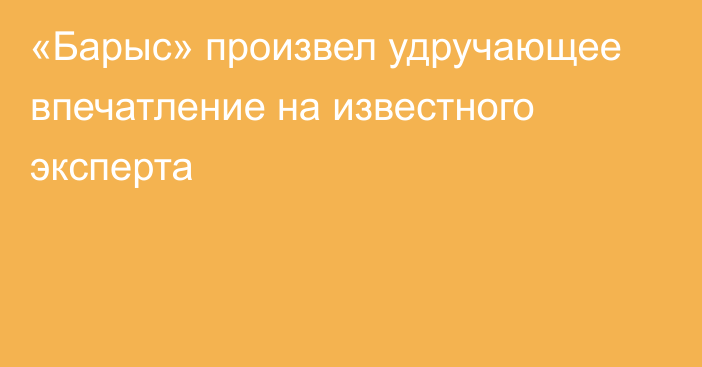 «Барыс» произвел удручающее впечатление на известного эксперта