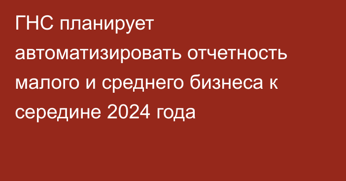 ГНС планирует автоматизировать отчетность малого и среднего бизнеса к середине 2024 года