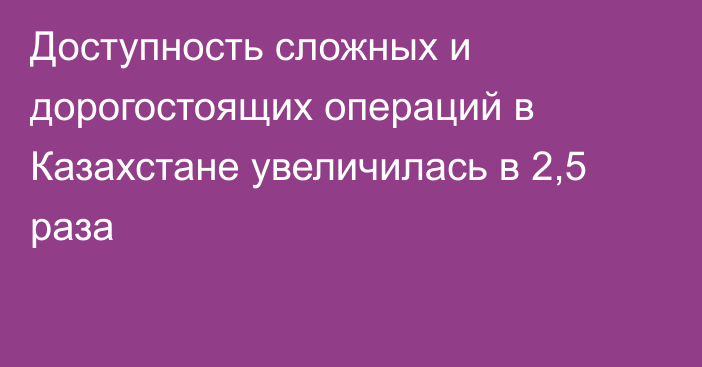 Доступность сложных и дорогостоящих операций в Казахстане увеличилась в 2,5 раза