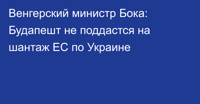 Венгерский министр Бока: Будапешт не поддастся на шантаж ЕС по Украине