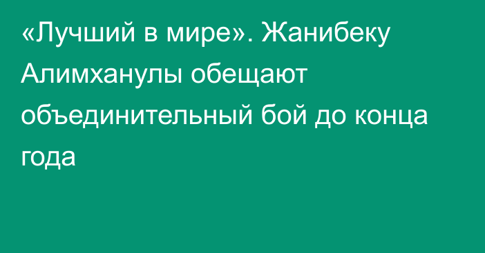 «Лучший в мире». Жанибеку Алимханулы обещают объединительный бой до конца года