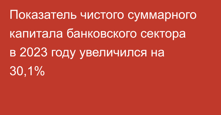 Показатель чистого суммарного капитала банковского сектора в 2023 году увеличился на 30,1%