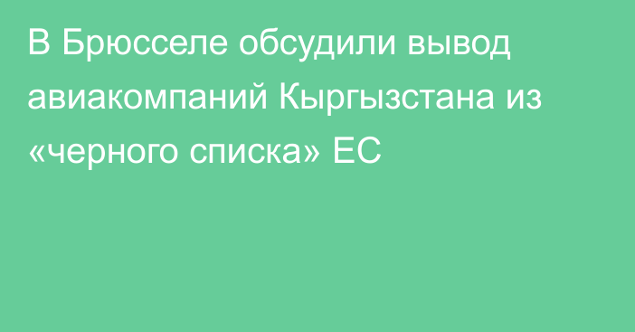 В Брюсселе обсудили вывод авиакомпаний Кыргызстана из «черного списка» ЕС