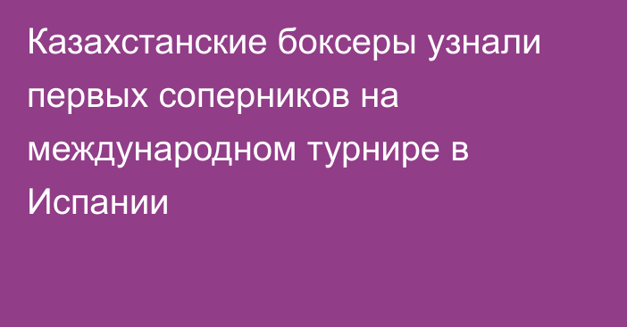 Казахстанские боксеры узнали первых соперников на международном турнире в Испании