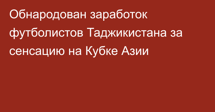 Обнародован заработок футболистов Таджикистана за сенсацию на Кубке Азии