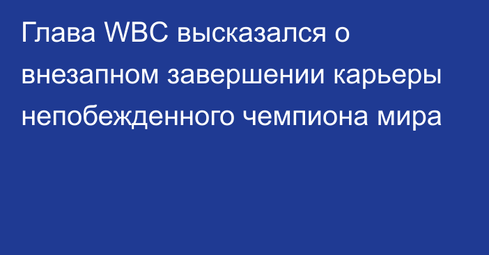 Глава WBC высказался о внезапном завершении карьеры непобежденного чемпиона мира