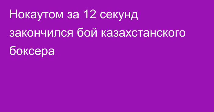 Нокаутом за 12 секунд закончился бой казахстанского боксера