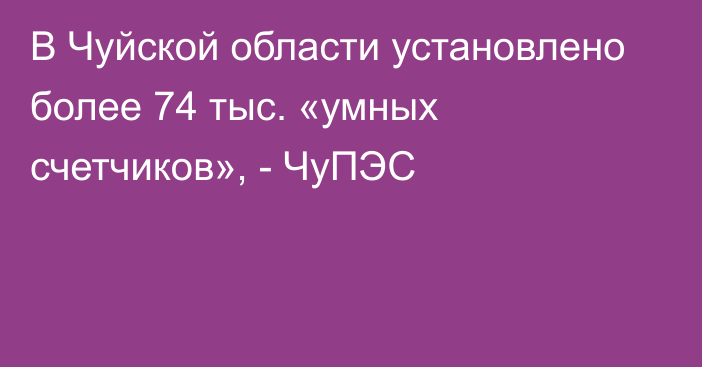 В Чуйской области установлено более 74 тыс. «умных счетчиков», - ЧуПЭС