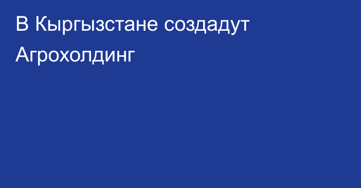 В Кыргызстане создадут Агрохолдинг