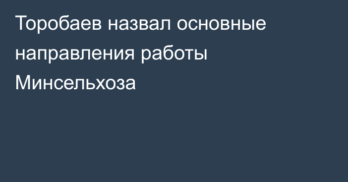 Торобаев назвал основные направления работы Минсельхоза