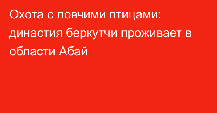 Охота с ловчими птицами: династия беркутчи проживает в области Абай