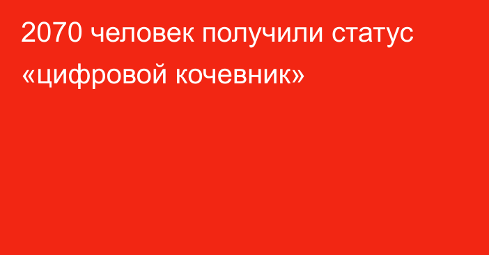 2070 человек получили статус «цифровой кочевник»