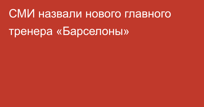 СМИ назвали нового главного тренера «Барселоны»