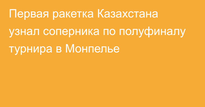 Первая ракетка Казахстана узнал соперника по полуфиналу турнира в Монпелье