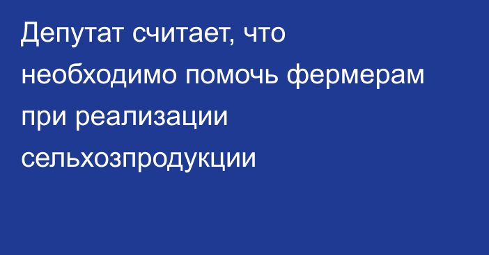 Депутат считает, что необходимо помочь фермерам при реализации сельхозпродукции