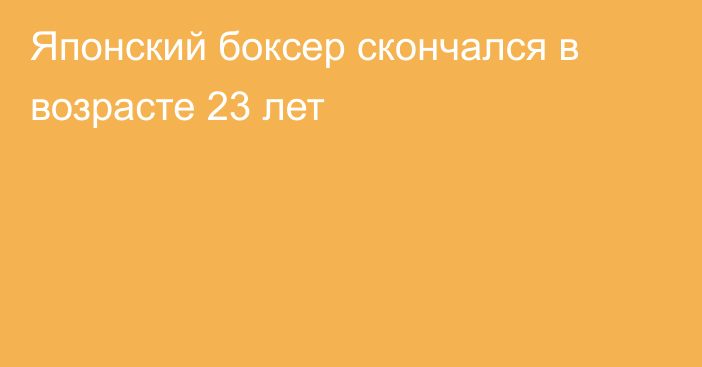 Японский боксер скончался в возрасте 23 лет