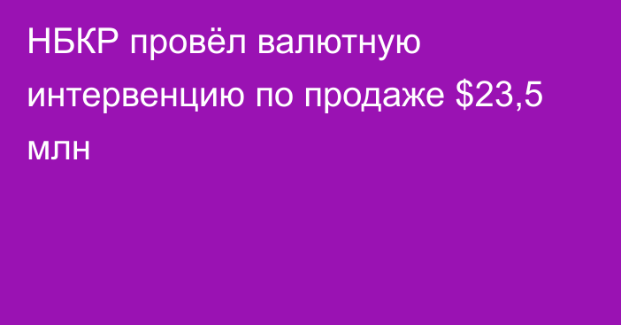 НБКР провёл валютную интервенцию по продаже $23,5 млн