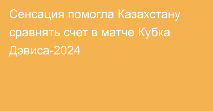 Сенсация помогла Казахстану сравнять счет в матче Кубка Дэвиса-2024