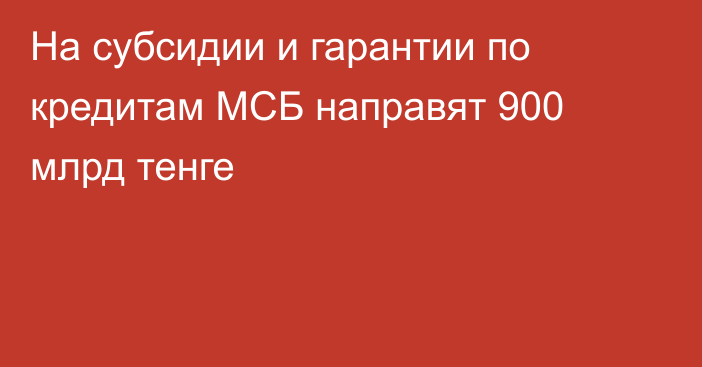 На субсидии и гарантии по кредитам МСБ направят 900 млрд тенге