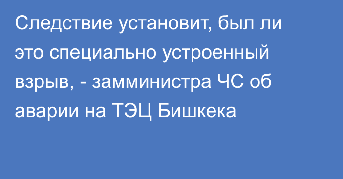 Следствие установит, был ли это специально устроенный взрыв, - замминистра ЧС об аварии на ТЭЦ Бишкека