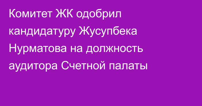 Комитет ЖК одобрил кандидатуру Жусупбека Нурматова на должность аудитора Счетной палаты