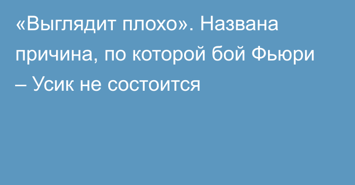 «Выглядит плохо». Названа причина, по которой бой Фьюри – Усик не состоится