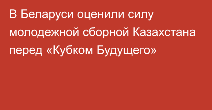 В Беларуси оценили силу молодежной сборной Казахстана перед «Кубком Будущего»