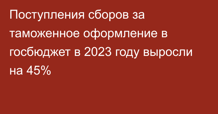 Поступления сборов за таможенное оформление в госбюджет в 2023 году выросли на 45%