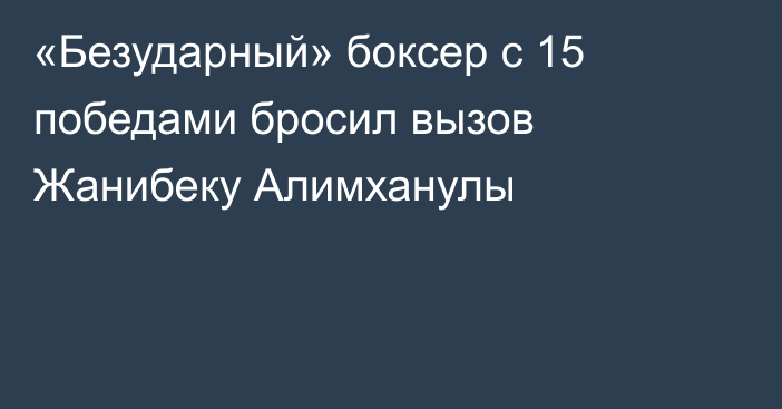 «Безударный» боксер с 15 победами бросил вызов Жанибеку Алимханулы