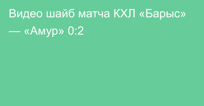 Видео шайб матча КХЛ «Барыс» — «Амур» 0:2